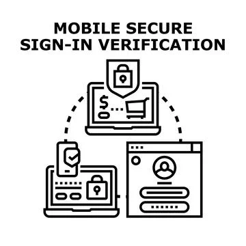Mobile secure sign in verification process for online access Stock Illustration