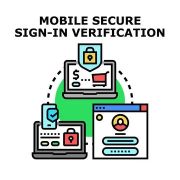 Mobile secure sign in verification process for online access Stock Illustration