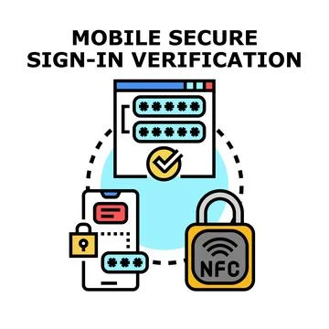 Mobile secure sign in verification process and authentication Stock Illustration