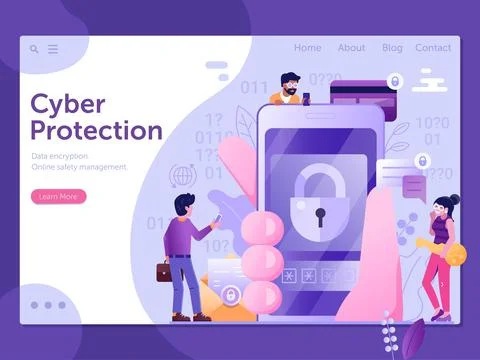 Mobile Security and Cyber Protection Web Banner Stock Illustration