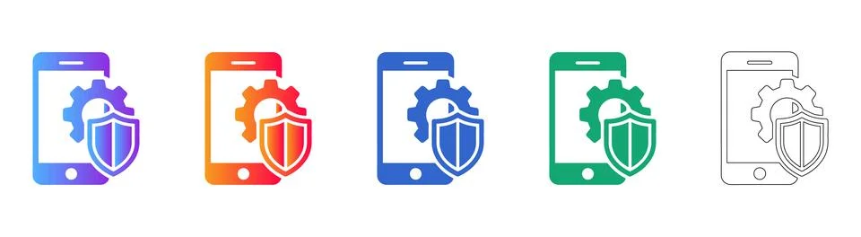 Mobile Security and Maintenance Icons Stock Illustration