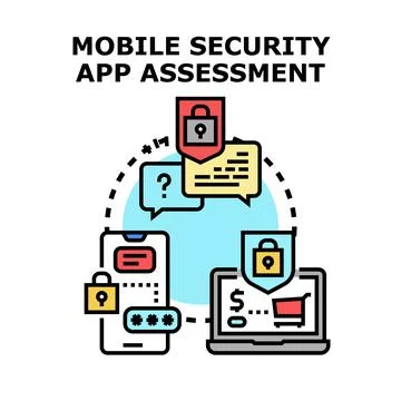Mobile security app assessment analyzing digital safety Stock Illustration