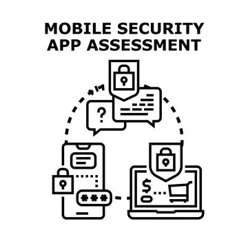 Mobile security app assessment analyzing digital safety Stock Illustration