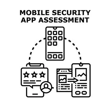 Mobile security app assessment process illustration Stock-Illustration