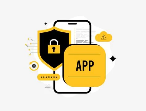 Mobile security app protection cyber threat analysis with reverse engineering Illustrazione stock