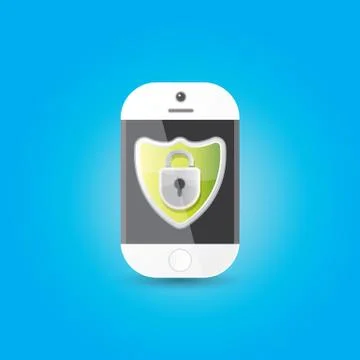 Mobile security app screen with shield and lock Stock Illustration