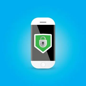 Mobile security app screen with shield and lock Stock Illustration