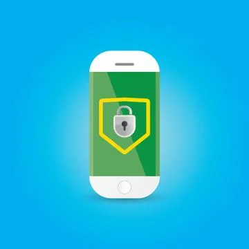 Mobile security app screen with shield and lock Stock Illustration