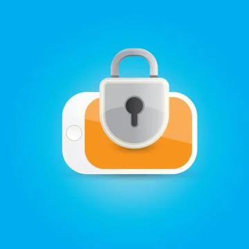 Mobile security app screen with shield and lock Stock Illustration
