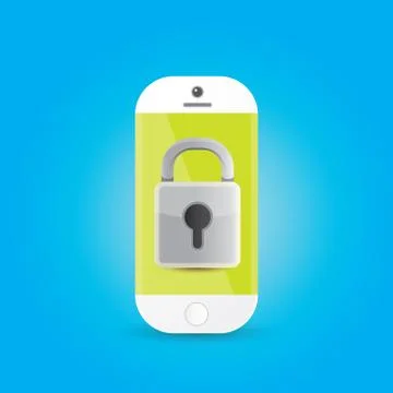 Mobile security app screen with shield and lock Stock Illustration