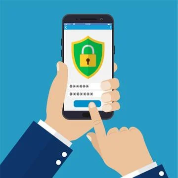 Mobile security app on smartphone screen. Stock Illustration