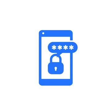 Mobile security, authentication and password access icon on white Stock Illustration