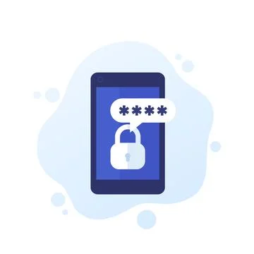 Mobile security, authentication and password access, vector icon イラスト素材