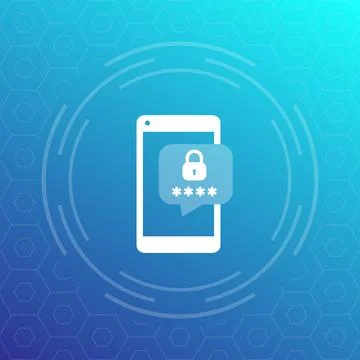 Mobile security, authentication with smartphone, password access vector icon Stock Illustration