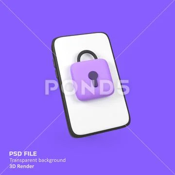 Mobile security check isolated 3d render icon illustration PSD Template