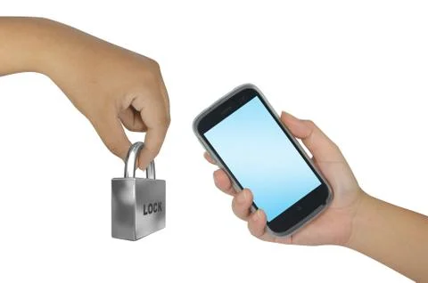 Mobile security concept on white background Stock Photos
