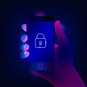 Mobile security, data protection concept. Ilustración de archivo