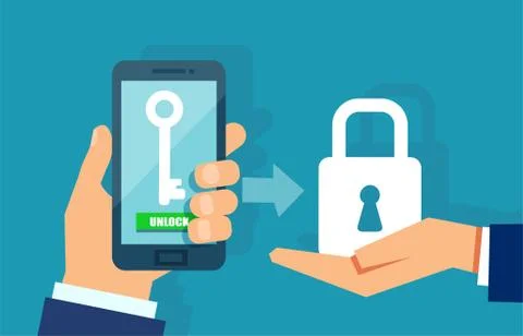 Mobile security, data protection concept. Vector 스톡 일러스트