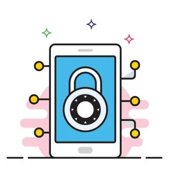 Mobile security icon in flat design. Stock Illustration