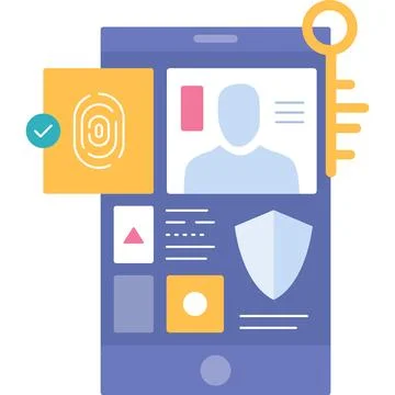 Mobile security icon safe access flat vector Stock Illustration
