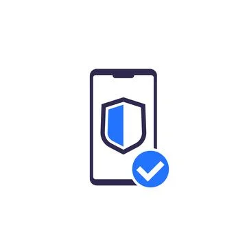 Mobile security icon on white Stock Illustration