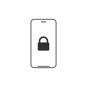 Mobile security line icon. Smartphone with padlock linear style sign for mobile Stock Illustration