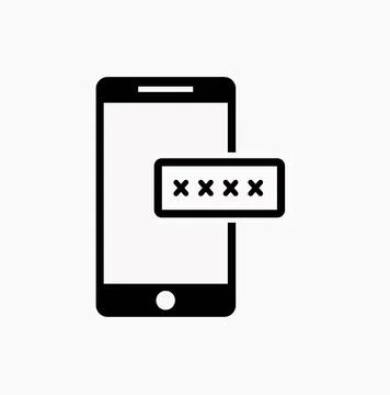 Mobile security line icon. Smartphone with padlock linear style sign for mo.. Stock Illustration