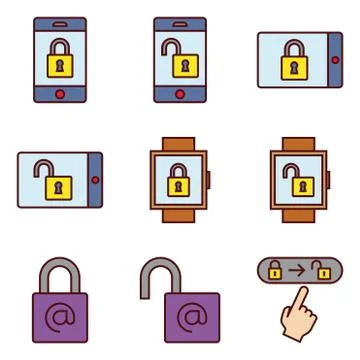 Mobile security locks color Stock Illustration