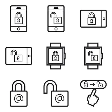 Mobile security locks line 스톡 일러스트