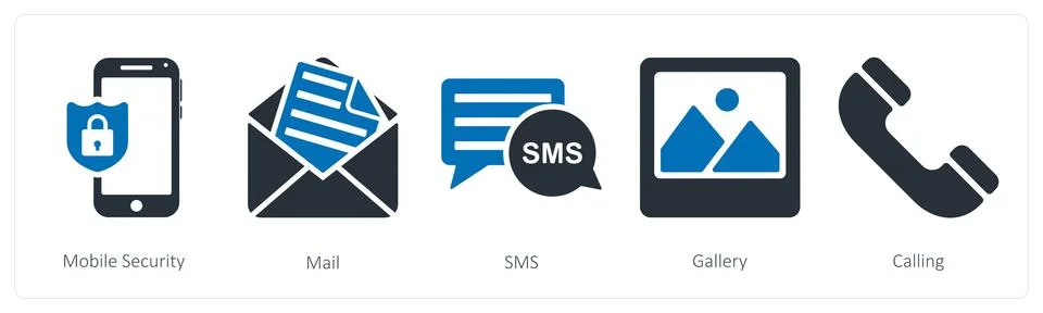 Mobile security, mail, sms Stock Illustration