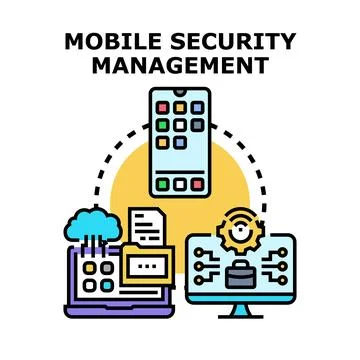 Mobile security management concept protecting digital data and devices Stock Illustration
