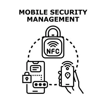 Mobile security management protecting device and data access Stock Illustration