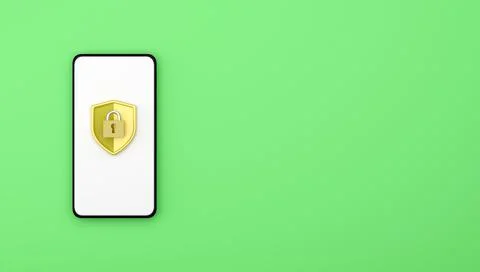 Mobile security or data protection 3D render illustration Stock Illustration