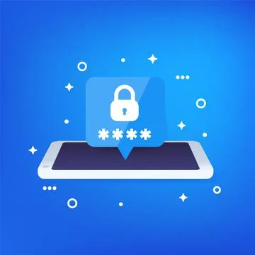 Mobile security, password access and authentication with smartphone, vector i イラスト素材
