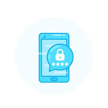 Mobile security, password access, authentication via smartphone vector icon イラスト素材