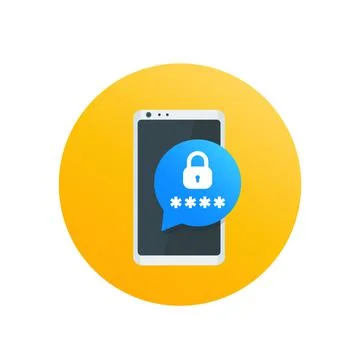 Mobile security, password access, authentication with smartphone vector icon Stock Illustration