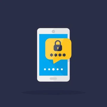 Mobile security, password access, authentication vector icon Stock Illustration