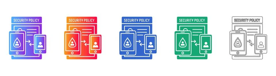 Mobile Security Policy Documentation Icons Ilustração Stock