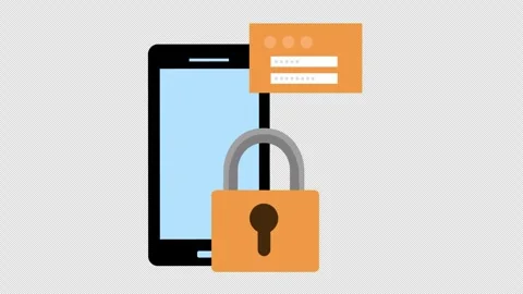 Mobile Security Protection with Padlock and Login Credentials Illustration Stock Footage 339781550