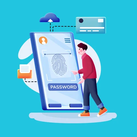 Mobile security scanne fingerprint unlock file,fingerprint scenner Stock Footage 294728709