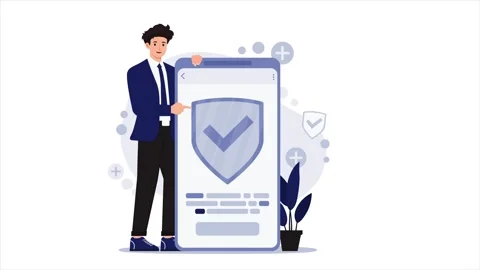 Mobile Security Shield and Data Privacy Policy Protection Animation 스톡 동영상 339343880