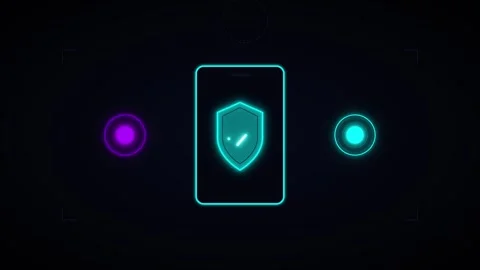 Mobile security shield icon animation: digital data protection and cyber pr.. Stock Footage 344861709
