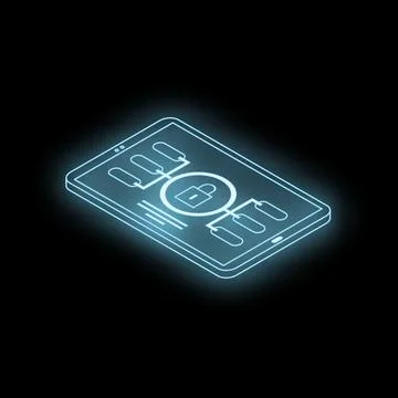 Mobile security system protecting data with isometric padlock icon Stock Illustration