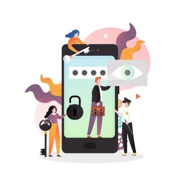 Mobile security vector concept for web banner, website page 스톡 일러스트