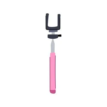 Mobile selfie stick cartoon vector illustration Illustrazione stock