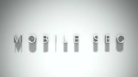 Mobile seo 3D title animation with shadows on a white background Stock Footage 296929367