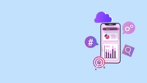 Mobile SEO Concept Animation With Copy Space For Text. Search Engine Analysis. Stock Footage 311035071