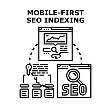 Mobile seo first indexing strategy concept Stock Illustration
