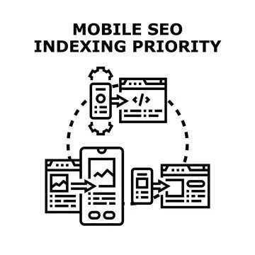 Mobile seo indexing priority concept vector illustration Stock Illustration
