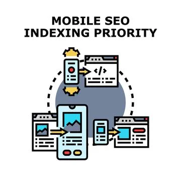 Mobile seo indexing priority concept vector illustration 스톡 일러스트
